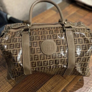 Authentic Fendi Zucca Boston Bag PVC Coated Canvas